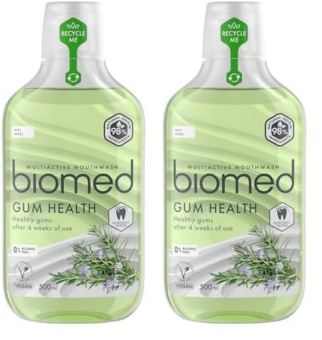 BIOMED Enjuague Bucal Natural Vegano para Cuidado Completo y Encías Sanas sin Alcohol Well Gum 500 ml (Paquete de 2)