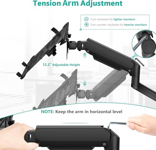 Image of WALI Laptop Wall Mount, Single Monitor Arm for 17 inch Notebook and Up to 32 inch Screen, Full Motion Adjustable Monitor Wall Mount with Laptop Tray, VESA 75x75 /100x100, Up to 15.4-22 Lbs (GSWM001LP), Black