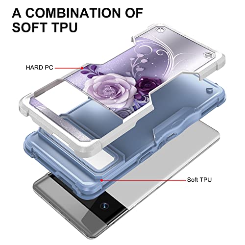 Coque Google Pixel 7 Pro robuste antichoc hybride double couche fleur violette - 2