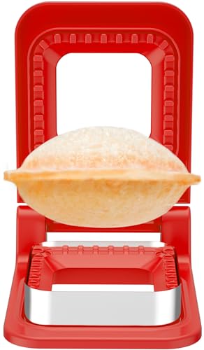 HiYZ Sandwich Cutter and Sealer - Square Stainless Steel Decruster Sandwich Maker - Peanut Butter and Jelly Crustless Sandwich Bread Pancake Maker Cookie Cutter for Kids Children Boys Girls Red