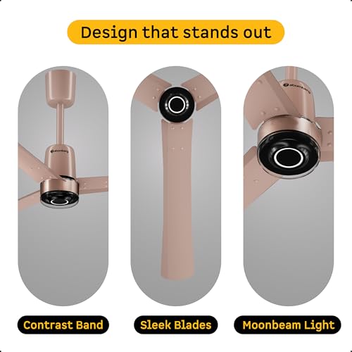 Image of atomberg Renesa Elite Smart 1200mm BLDC Ceiling Fan with Remote & Alexa Support | BEE 5 Star Energy Saving Fan | High Air Delivery | Moonbeam LED Light | Smart Fan | 5 Year Warranty | Rose Gold