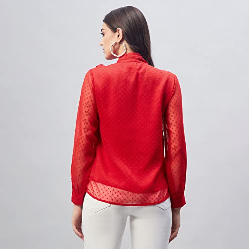 Image of Carlton London Women's Solid Polyester Blend Regular Fit Blouse