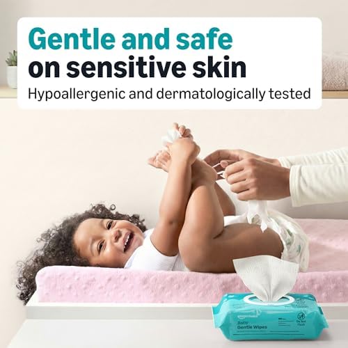 Amazon Basics Gentle Baby Wipes, Formulated Without Fragrance, Hypoallergenic, 600 Count Total (6 Packs of 100 Count Each) - 2