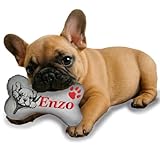 Personalisiertes Hundespielzeug Knochen – bestickter Canvas Hundeknochen mit Name – wählbar mit Quietscher oder Rassel – 20 Farben – Größen XS bis XXL