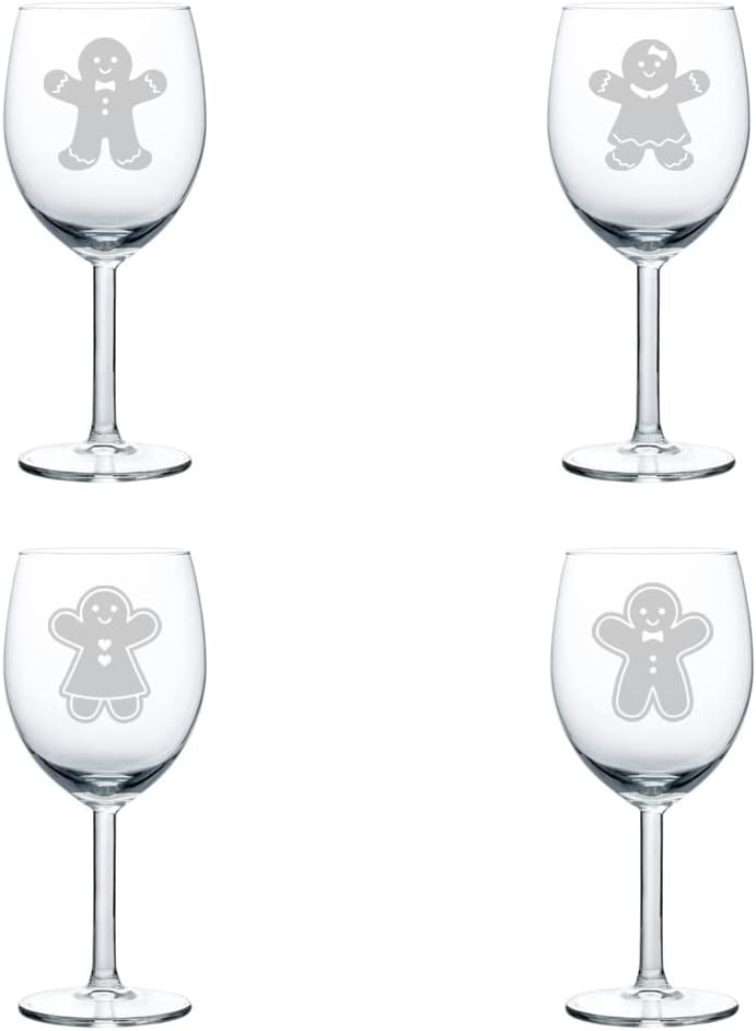MIP Set of 4 Wine Glass Goblet Gingerbread Christmas Collection (17 oz Stemless)