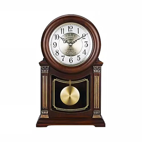 OSKOE Horloge De Table Vintage, Horloge De Cheminée en Bois, Horloge De Bureau À Piles, Horloge De Parquet, Horloge Traditionnelle De Ferme, Horloge Pendule