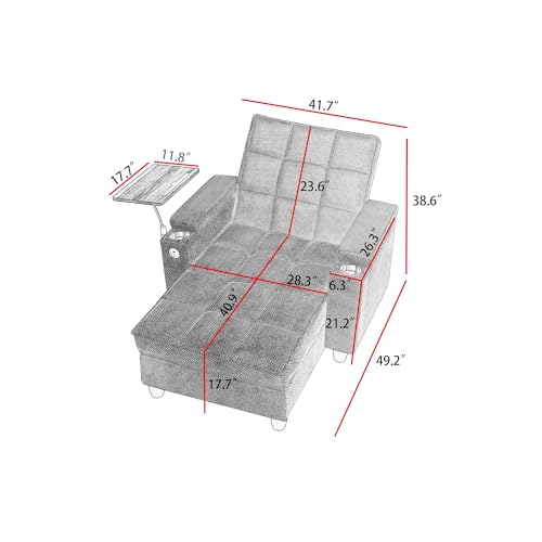 Image of KCGKCG 42 inch Sleeper Sofa Bed - Adjustable Backrest & Storage, Coffee