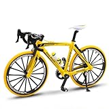 Zhenzhenlo Mini Bicicleta de de Carretera Modelo，Modelo de Mini Bicicleta de，1:10 Mini Bicicleta de Juguete，Mini Bend Bicicleta Amarillo，Decoración Diecast Juguetes，1:10 Modelo Bicicleta Aleación