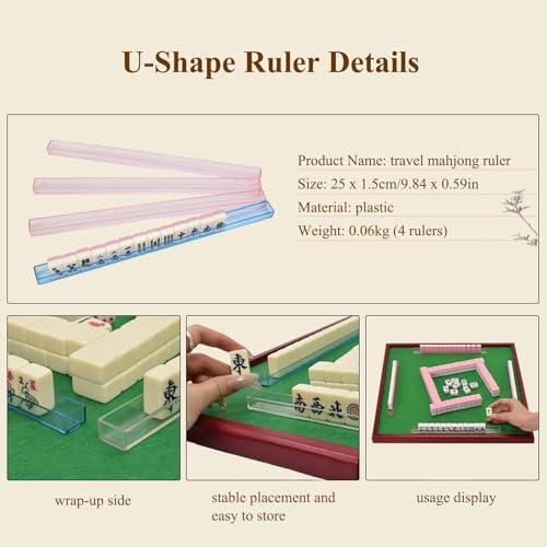 Mahjong Miniatura con 144 Fichas, Mesa Plegable y Dados miniatura 7