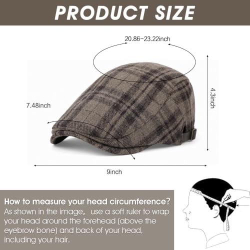 Image of 3Pcs Men's Newsboy Caps Cotton Cooling Hat Adjustable Flat Cap for Men