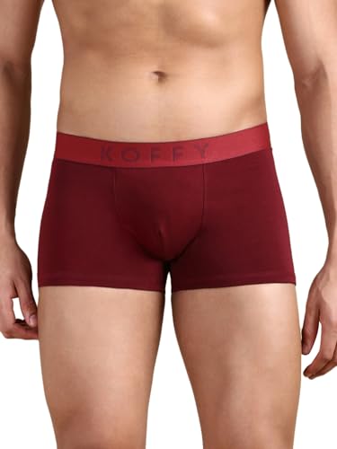 Image of KOFFY Men's Cotton Lycra Mini Trunks with 4-Way Stretch | Wrinkle-Resistant | Ultra-Soft Elastic I 2X Absorbent