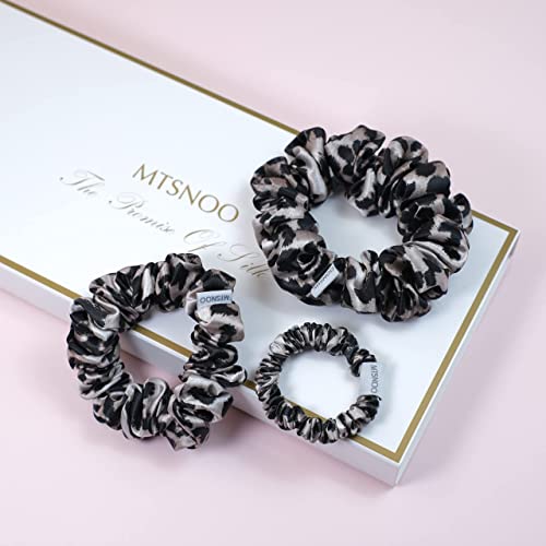 MTSNOO Silk Scrunchies for Hair Sleep 100% Pure 22 Momme Mulberry Mini Silk Scrunchies for Curly Hair with Elastic Band 3 Pack S
