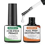 BUTBU Nail Dehydrator and Primer Set, 2PCS 8ml Nail Primer and Nail Prep Dehydrate, Professional Natural Nail Bond primer, Acid Free Superior Bonding Primers for Gel Nail Polish, Acrylic Powder