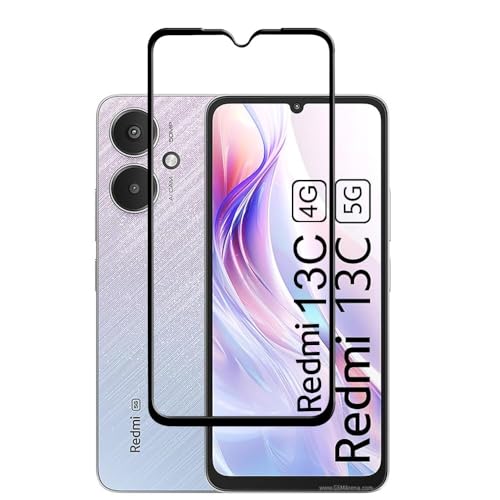 Image of EitanshaKart Military-Grade Tempered Glass Screen Protector Compatible for Xiaomi Redmi 13C 5G / 4G with Edge to Edge Coverage and Easy Self Installation kit (Xiaomi Redmi 13C)