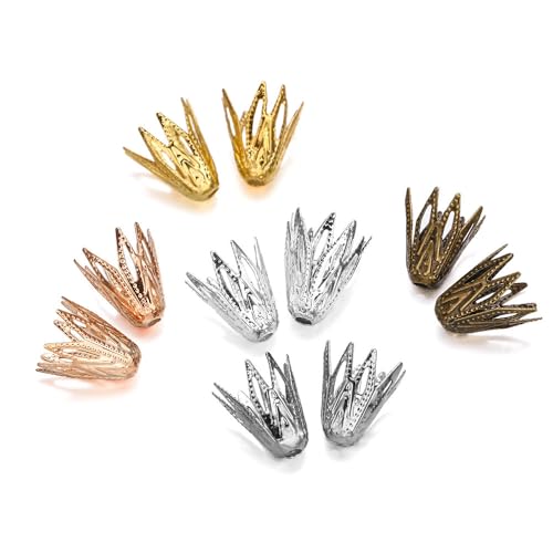 100Pcs / lot 8x10 mm Hollow Out Flower Shape Pendant Beads Caps Cone Filigree End Bead Cap for DIY Earring Necklace Jewelry Making Useful and Fashion,Beading Supplies,Beading and Jewelry Making