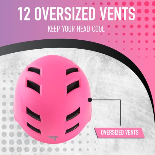 Flybar Bike Helmet- Multi Sport Dual Certified Adjustable Dial, Skateboard Helmet, Roller Skating, Pogo, Electric Scooter, Snowboard, Boys And Girls Kids- Adults Helmets (Pink,M-L) #TOP3