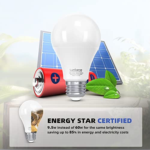 Lumiverse Dimmable A19 Led Light Bulbs, 5000K Daylight 9.5 Watt [60W Equivalent], E26 Led Bulb, Ul Listed (5000K Daylight White, Pack Of 6) #TOP2