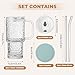 INNGOSAE 17oz Water Glass Tumbler with Handle & Lid, Reusable Iced Coffee Cups with Straws – Set of 2, Glass Cups Travel Mug for Smoothies, Juice, Coffee, Tea