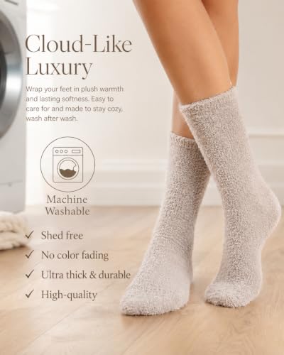 Image of Ginmewrae Fuzzy Socks for Women Warm Cozy Fall Fashion Fluffy Thick Plush Winter Slipper Socks Fall Gifts Stocking Stuffer