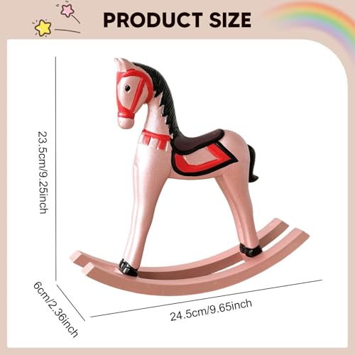 Statue à Bascule en Bois Objet Déco Vintage | Statuette de Cheval à Bascule Rustique