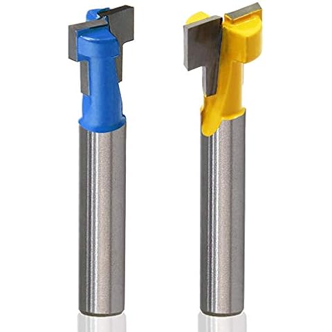 Saiper 1/4 Inch Shank T-Slot Woodworking Grooving Router Bits Keyhole Router Bit Set (3/8 & 1/2 Inch Blade Diameter) Slotting Milling Cutter for Power Tools Cover