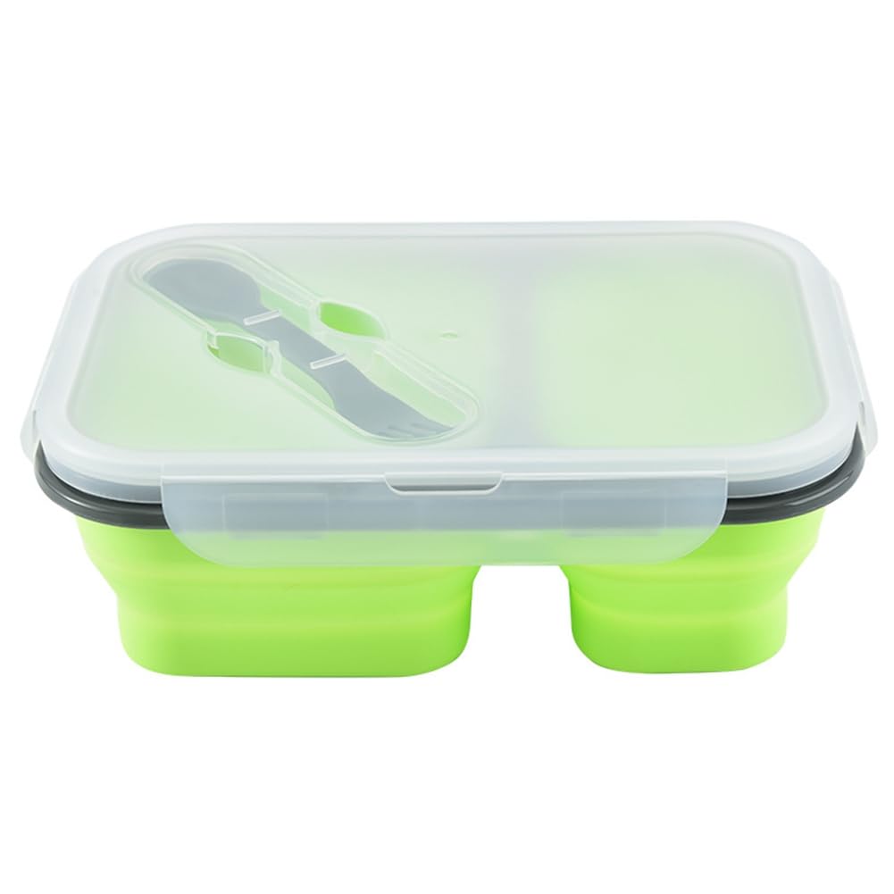 Hndhbfgrt Foldable Silicone Bento Box Food Storage Container Outdoor Travel Portable Picnic Box with Lids Lunch Box Lunch Boxes Green
