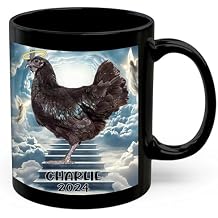 Personalized Name Custom Year Ayam Cemani Chicken Hen Angel Wings Memorial Coffee Mug 11oz Black - Pet in Heaven Ceramic Cup Gifts for Chicken Lovers