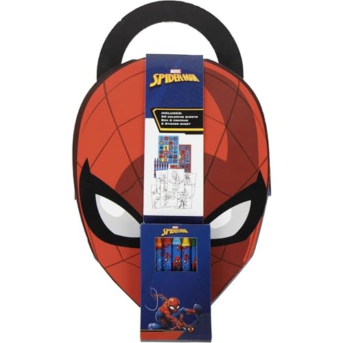 CERDÁ LIFE'S LITTLE MOMENTS Álbum de atividades Spider-Man infantil com folhas para cores, autocolantes e rayons - álbum Spiderman kit criativo com pasta em forma de máscara de super-herói