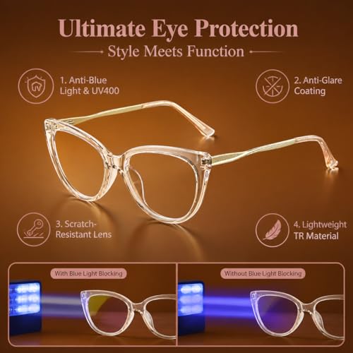 Image of Cyxus Cat Eye Blue Light Glasses for Women Reduce Eye Strain 8144 | Eye Protection,UV Protection,Ideal for Office Work Daily Wear