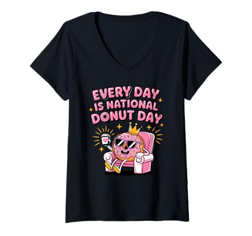 Mujer Todos los días son amantes de las donas del Día Nacional de las Donas Camiseta Cuello V