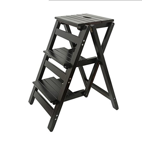 Preisvergleich Produktbild Klappstufen Massivholzleiter Stuhl Multifunktionale Holzleiter Stuhl Faltbare Regalleiter mit 3 Stufen für Heimtextilien und Bibliothek (Farbe : #2)