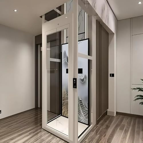 Compact Quiet Home Elevator Shaftless Residential Elevator Space Saving Glass Home Lift for 2-3 Story House Indoor Villa Elevator for Elderly Family Use Smooth Safe Operation Design