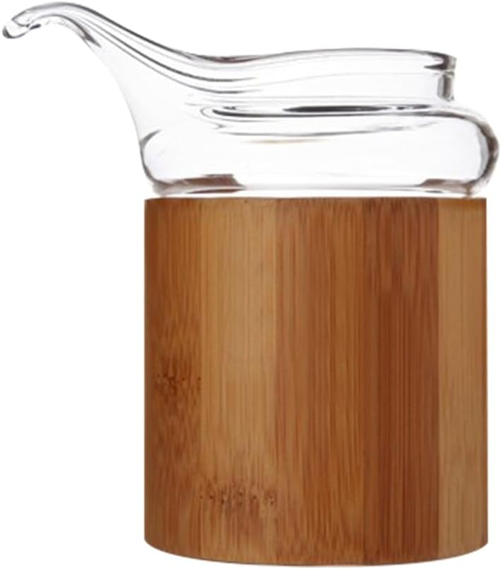 Cabilock Bamboo Sleeve Glass Tea Fairness Cup 4.40X4.29X3.14In Heat-Resistant Gongfu Tea Dispenser with Lid for Tearoom Home and Restaurant Use