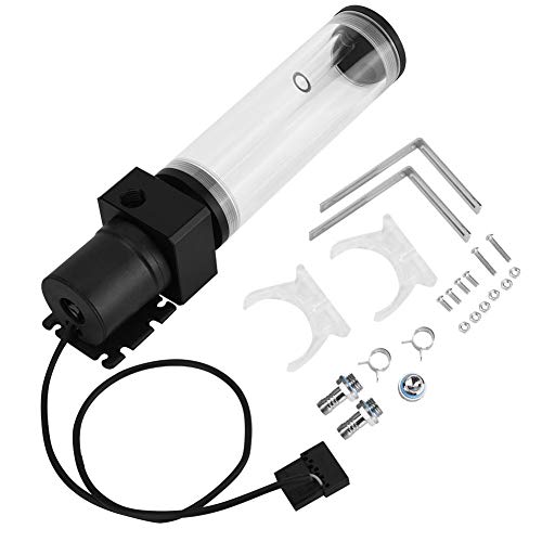 Lazmin pc 水冷 タンク 冷却用リザーバ シリンダー水冷タンク 水冷クーラー タンク 円筒形水タンク G1 / 4ねじ 耐熱性 耐久性 軽量 透明 液体冷却システム(160mm)