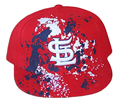 St. Louis Cardinals Paint Splatter Fitted Hat Cap - Red (as1, Numeric, Numeric_7_and_3_eighths, Red)