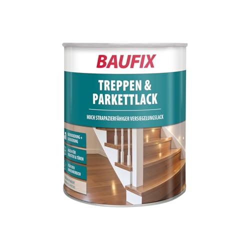 BAUFIX Treppen & Parkettlack seidenglänzend, 1 Liter, Holzpflege, für innen, Versiegelung und Lackierung, geruchsarm, auch für Möbel