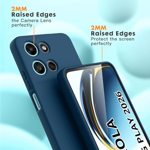 Image of DIZORO Microfiber Candy Case for Motorola G57 Power 5G Smooth Touch Cushion Liquid Soft Silicone Gel Rubber Phone Cases Non-Slip Full Body Protective Shockproof Back Cover -Blue