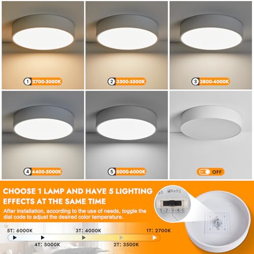 TYNCEAOL Dimmable Modern White LED Ceiling Light Fixture Flush Mount,Round Flushmount Lights Fixtures,5CCT 2700K-6000K Indoor Lighting for Hallway Kitchen Bedroom Bathroom Hall Entrance,11.8 in(30cm) by TYNCEAOL - Image 5