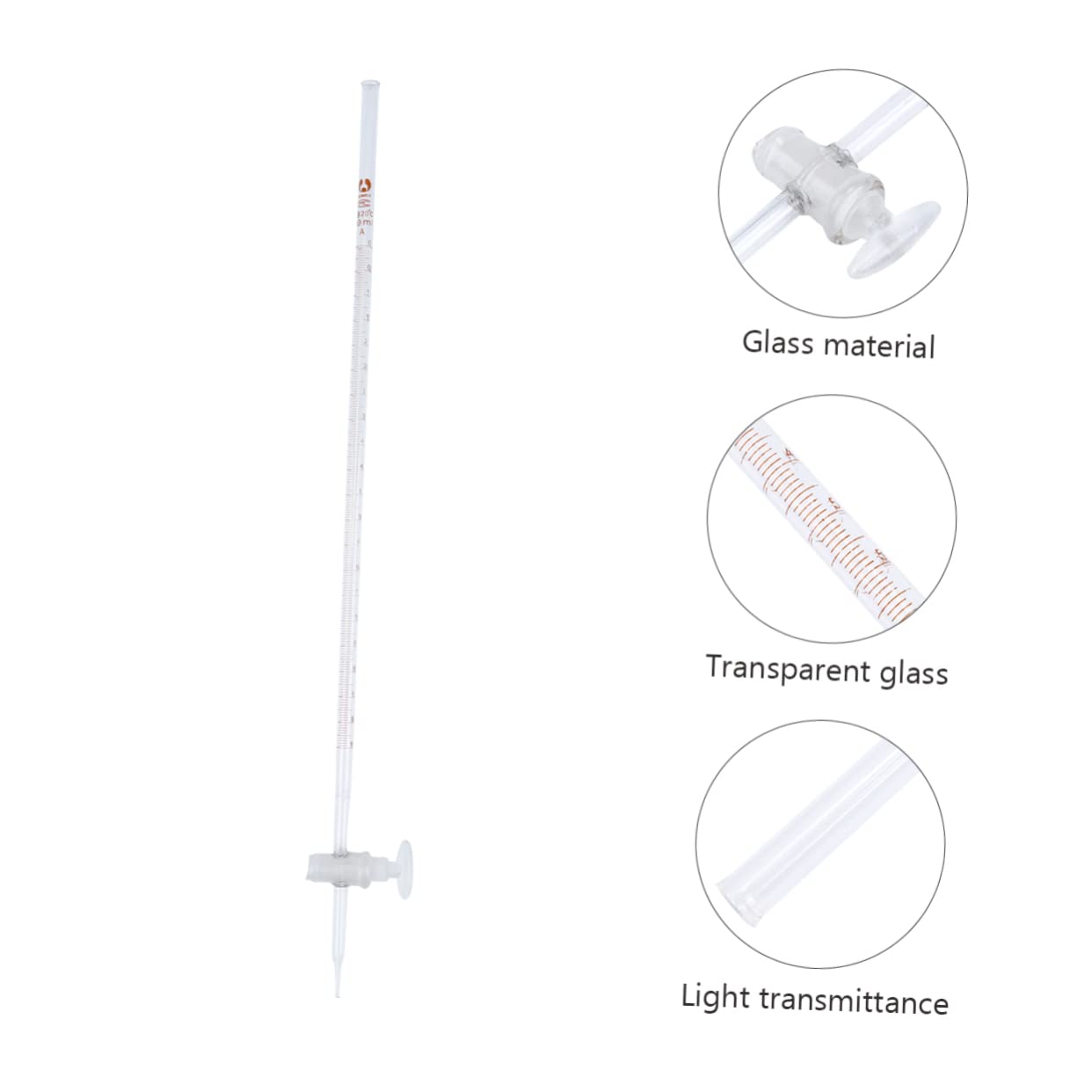 Bürette aus Glas 10ml mit Absperrhahn aus Borosilikatglas Leichtes Laborgerät für Chemische Experimente im Labor Einfach zu Bedienen für Schüler und Studenten