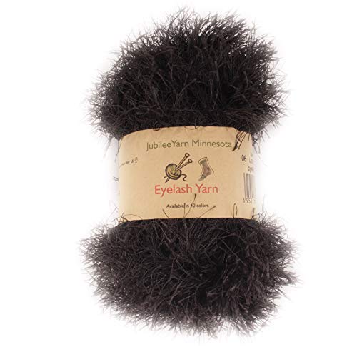 Jubileeyarn 50G Eyelash Ruffle Fur Yarn, 6 Skeins Black #TOP2