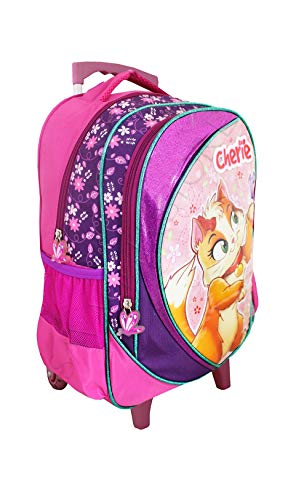 Kit Mochila Gatinha Rodinhas Infantil Menina Escolar