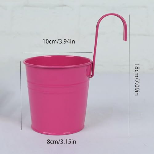 Jardinera metálica para barandilla con 10 maceteros colgantes de exterior 6