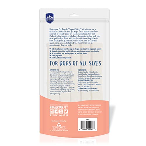 Image of Himalayan Dog Chew Yogurt Sticks, Bacon Flavor, 5 Pieces, Pack of 4 | Prebiotic & Probiotic | Grain-Free | USA Made