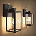 Dusk to Dawn Outdoor Light Fixtures, 2-Pack Sensor Porch Lights, Waterproof Exterior Wall Sconce Lighting Lamp, Waterproof Wall Lantern for House, Doorway, Garage (Black)