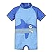Niños Traje de Baño Una Pieza Bañador Protección Solar Ropa de Natación UPF 50+ Bebé Niño Natación Bañarse Ropa de Playa Trajes de Neoprenos Manga Corta ​con Cierre, 2-3 Años