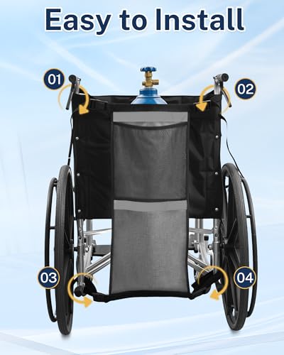 KUAZIDAR Sauerstoffflaschenhalter für Rollstuhl, Rollator & Elektromobil, Reflektierender Sauerstofftasche für D/E Zylinder, Wasserfest & Schnelltrocknend, grau, Es bietet Platz für 1 Flaschen