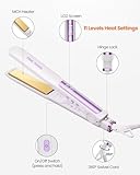 Faszin 2 in 1 Hair Straighteners, Fast Heating Titanium Flat Iron with Negative Ions, 3D Floating Plates for Smooth Styling, 11 Adjustable Temps, Dual Voltage(White) - Image 7