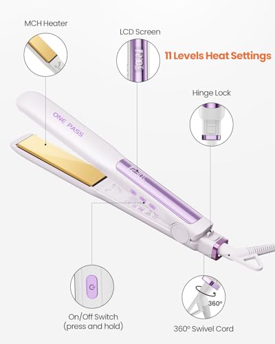 Faszin Hair Straighteners, Ionic Titanium Plate for Smooth Shiny Results, 20S Fast Heat Up Flat Iron, Clear LCD Display, 2 in 1 Straightener and Curler Styling Tool for Straighten Hair - Image 9