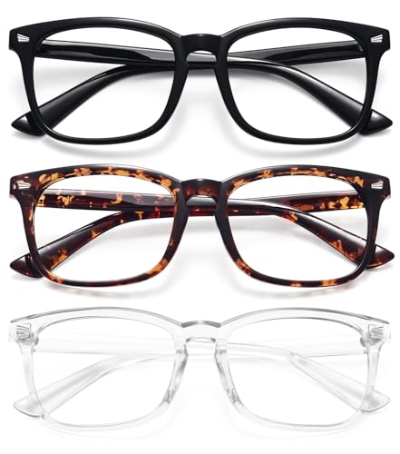 WOWSUN Unisex Stylish Nerd Non-prescription Glasses, Clear Lens Eyeglasses Frames, Fake Glasses