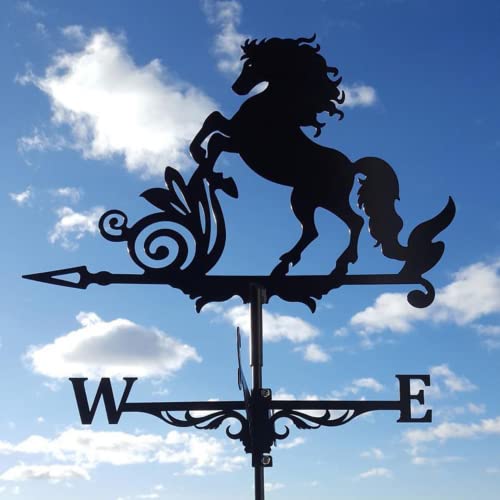 YFEIQI 3D Animal Metal Weather Vane, Roof Weather Vane, Weather Direction Indicator, Garden Statue, Garden Windmill, Roof Decoration Accessories for Garden, Yard, Roof Decoration (Mustang)